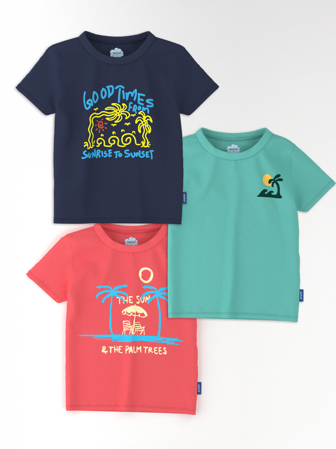 Nautinati Boys' Cotton Pack of 3 Printed T-shirt