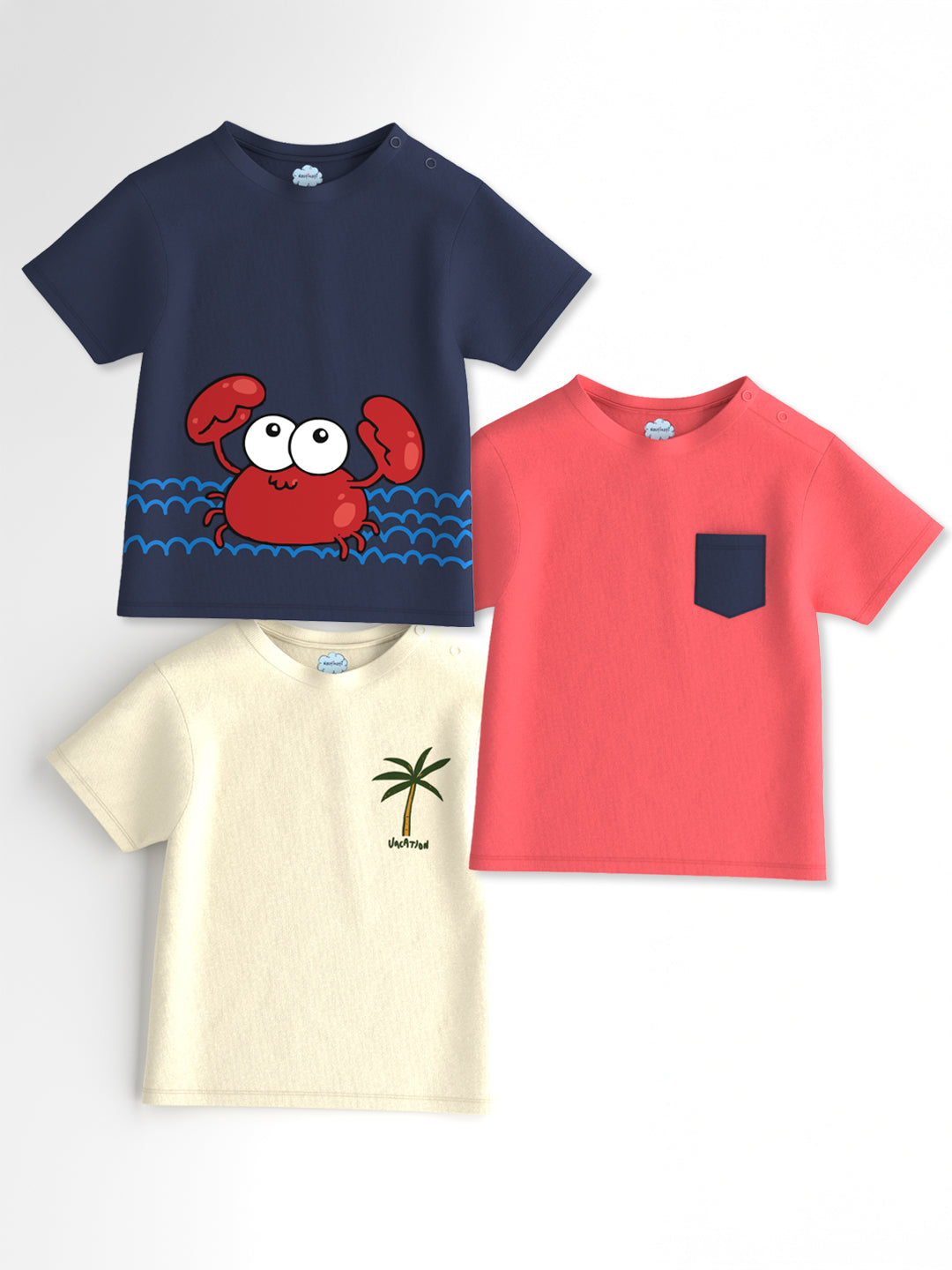 Nautinati Boys' Pack of 3 Cotton Graphic Print T-shirt