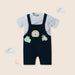 Nautinati Infants Animal Embroidery Cotton Dungaree with Striped T-shirt