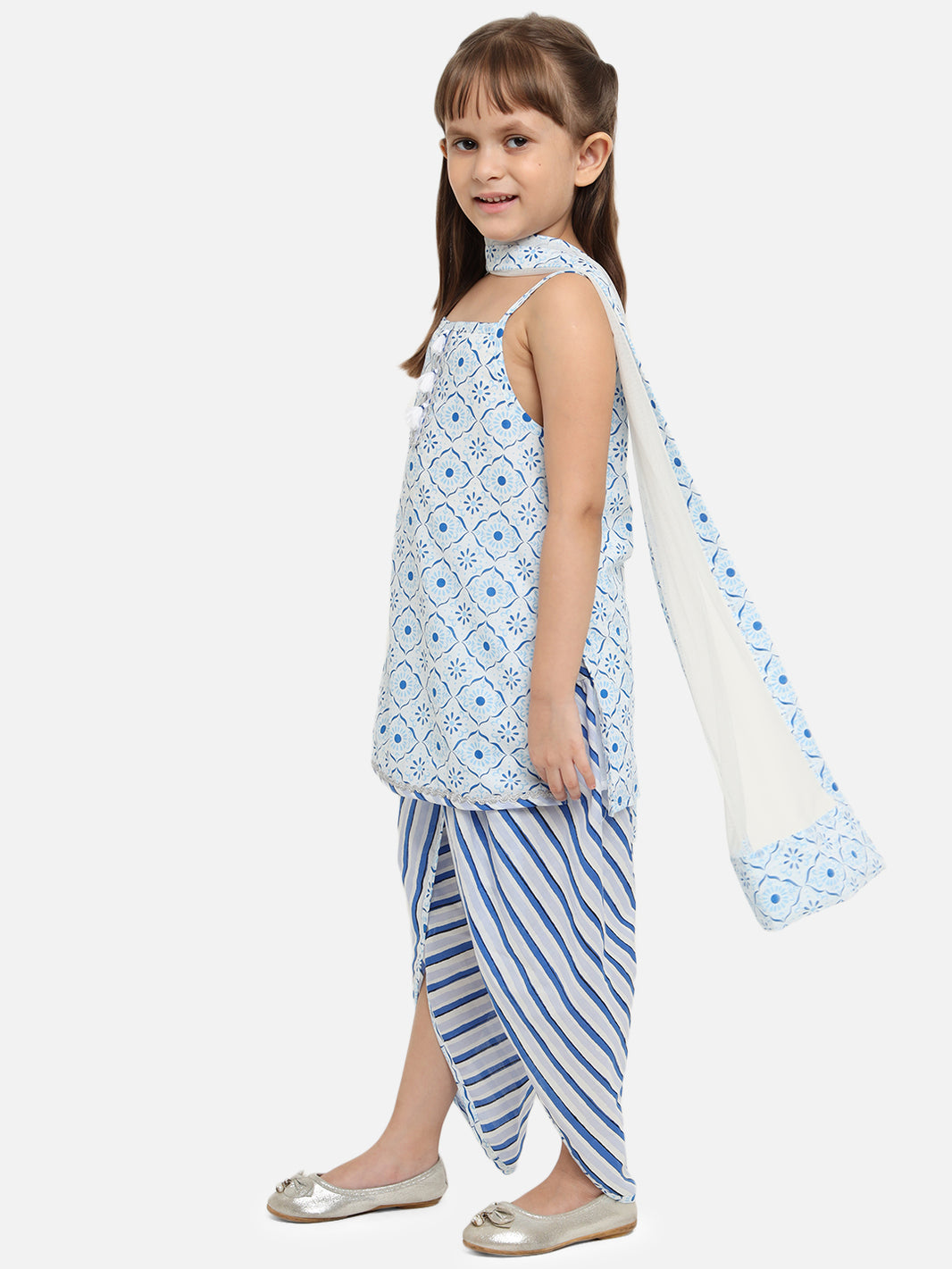 Nautinati Girls' 100% Cotton Pack of 2 Graphic Printed T-shirts
