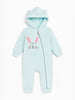 Nautinati Sky Blue Bunny Embroidered Hooded Fur Sleepsuit for Infant Girls