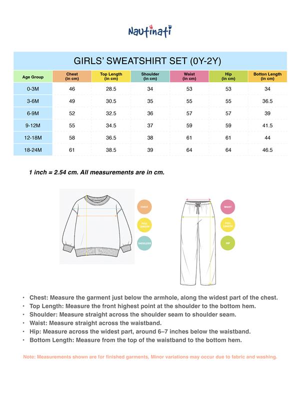 Nautinati White & Blue Typography Sweatshirt Set for Girls