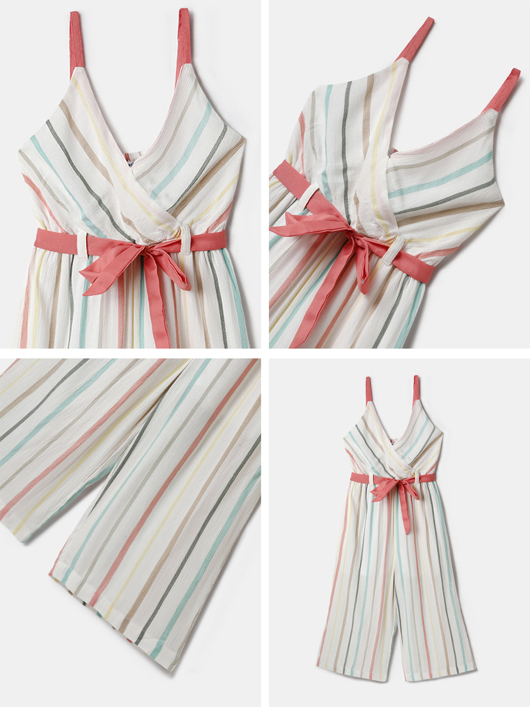 Nautinati Multicolour Strpied Jumpsuit for Girls