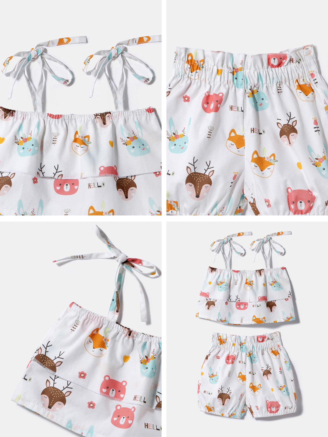 Nautinati Girls' Poplin Cotton Printed Top and Shorts Set |  Age 0 - 2 Years