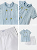 Nautinati Embroidered Blue Top and White Shorts Set for Girls