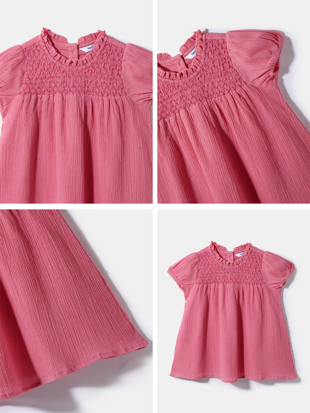Nautinati Girls' Cotton Shirred Solid Top | Age 0 - 2 Years