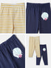 Nautinati Pack of 2 Yellow Striped and White Printed Leggings for Girls
