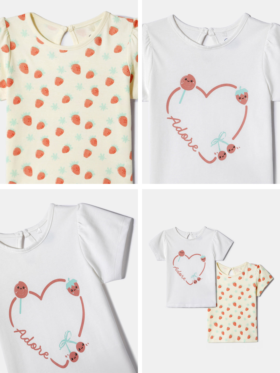 Nautinati Girls' Cotton Printed Tops | Pack of 2 | Age 0 - 2 Years