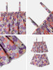 Nautinati Purple Printed Top and Shorts Set for Girls
