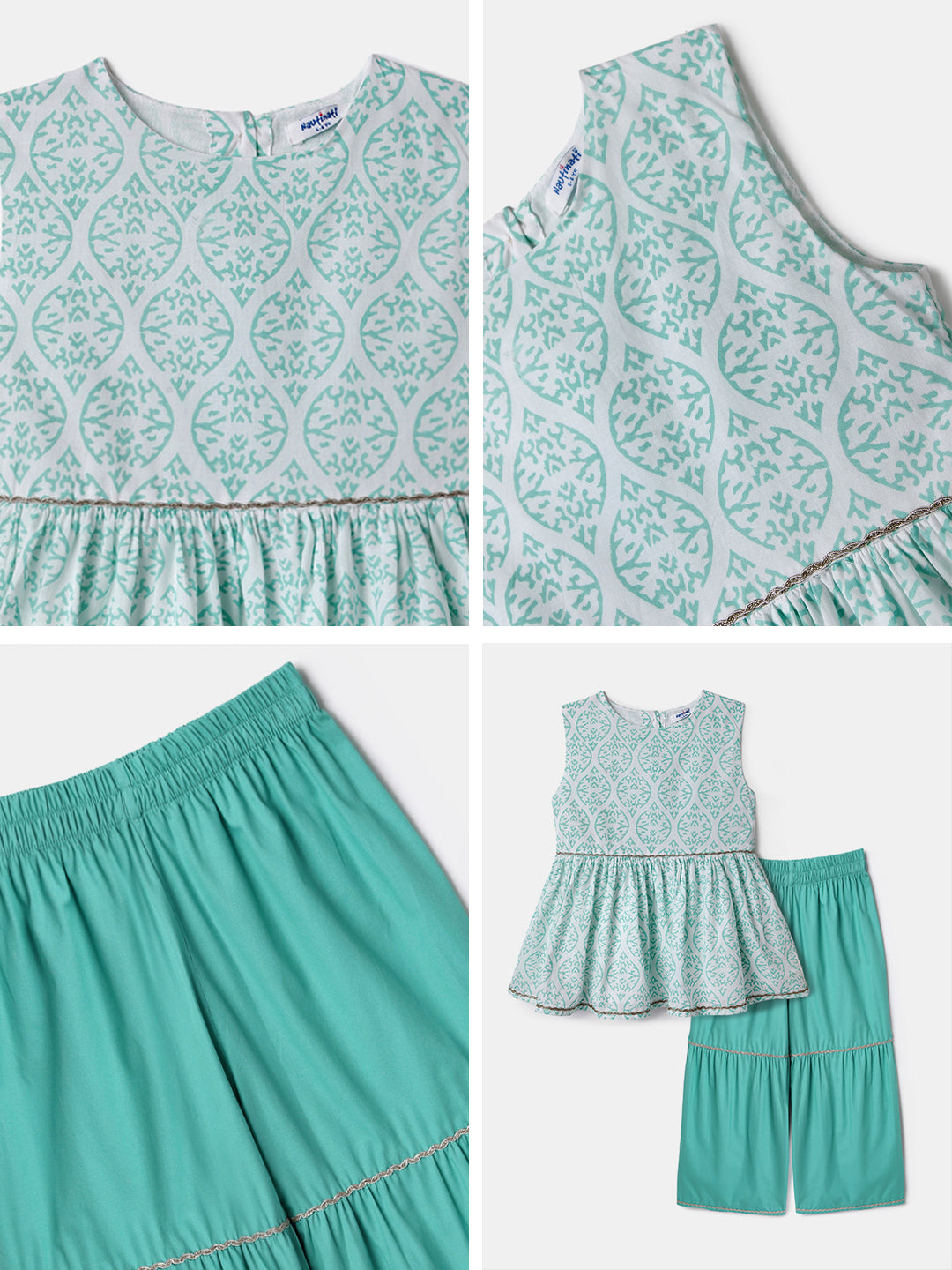 Nautinati Girls Ethnic Top & Bottom Set | Pack of 1 | 5-6Y