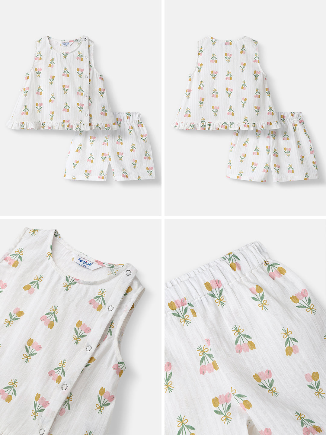 Nautinati Infant Boys' Patterened Muslin Cotton Clothing Set of Top and Pants