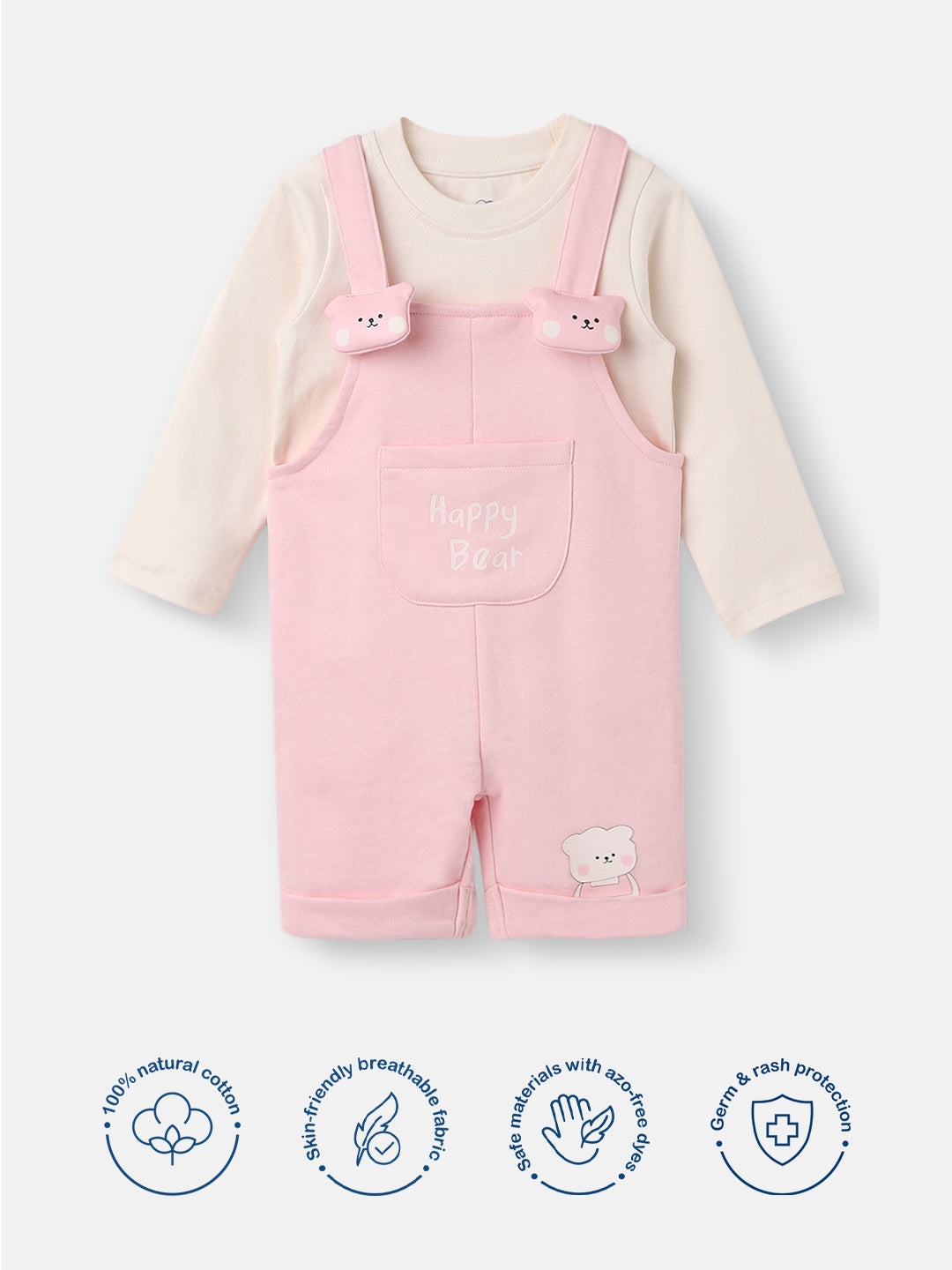 Nautinati Girls Applique Romper|Cute Bear Design| Age 0 - 2 Years