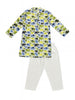 Nautinati White Festive Block-print Kurta and Pyjama Set for Boys