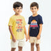 Nautinati Boys' Pack of 2 Cotton Beach Print Rib Collar T-shirts