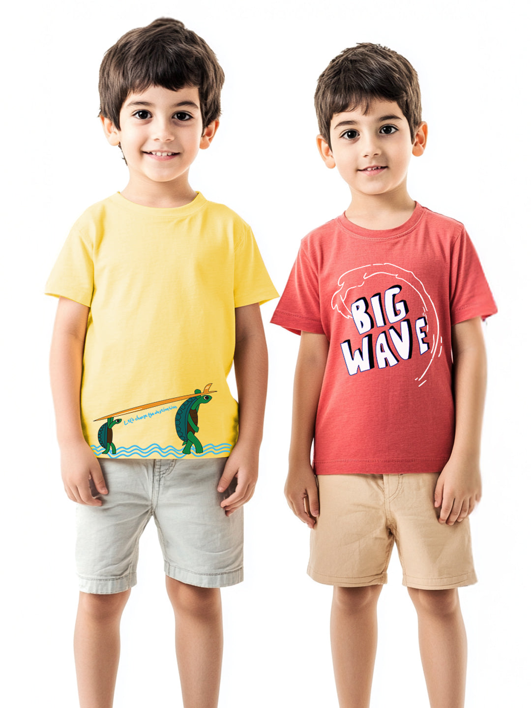 Nautinati Boys' Pack of 2 Cotton Beach Graphic Printed T-shirts