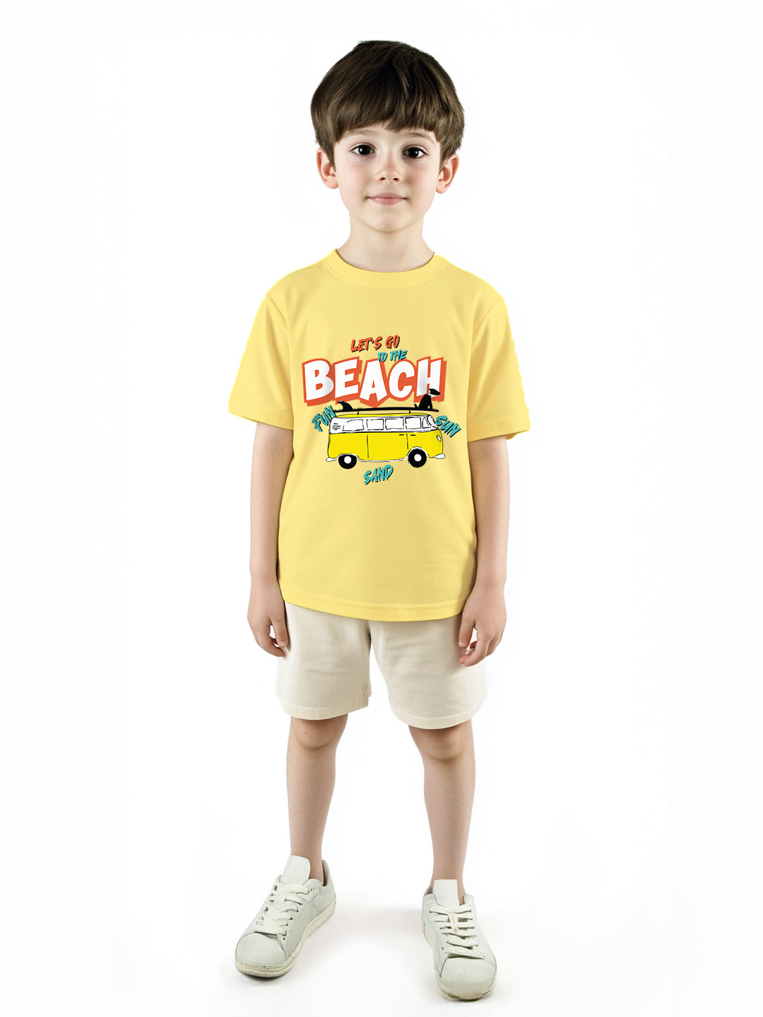 Nautinati Boys' Cotton Beach Graphic Printed Half Sleeve T-shirt