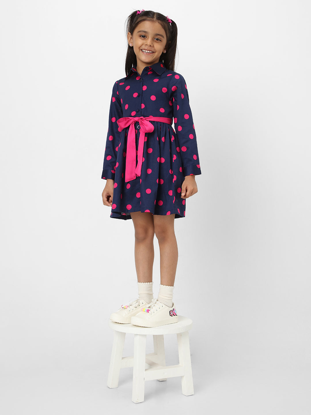 Nautinati Girls' Printed Full Sleeve Dress