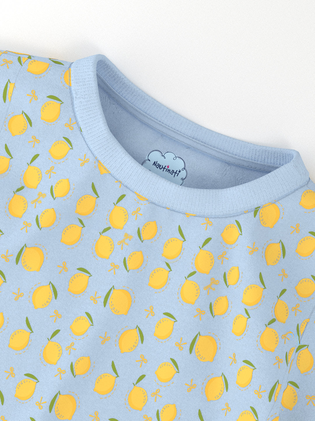 Nautinati Girls Mango and Lemon Print Cotton T-shirts | Pack of 2 T-shirts for 2 to 10 Years