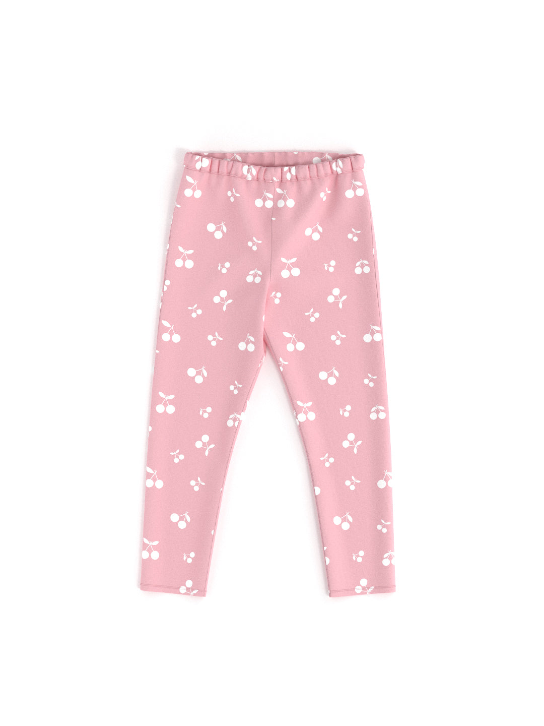 Nautinati's Girls' Cotton Pack of 2 Solid and All-over Cherry Print Leggings