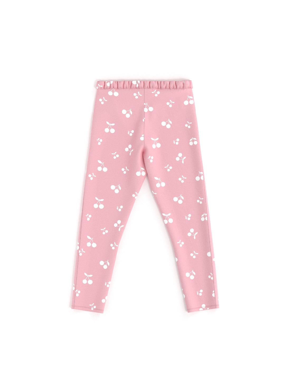 Nautinati's Girls' Cotton Pack of 2 Solid and All-over Cherry Print Leggings