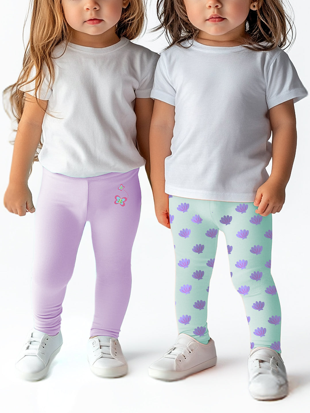 Nautinati's Girls' Cotton Pack of 2 Printed Leggings