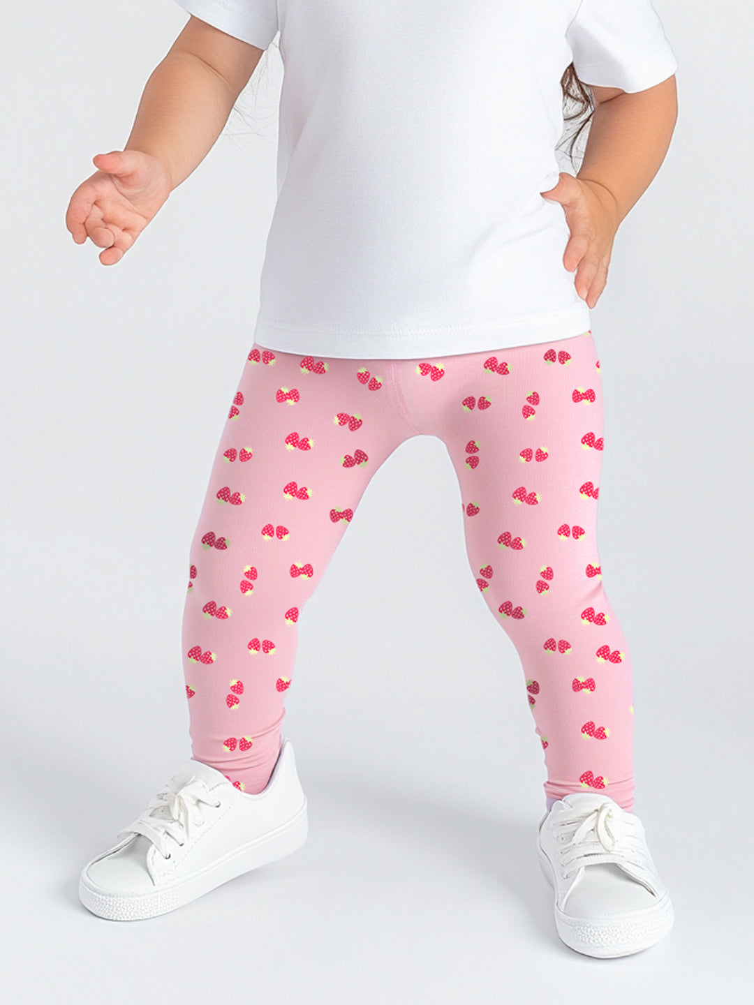 Nautinati's Girls' Cotton All-over Strawberry Print Leggings