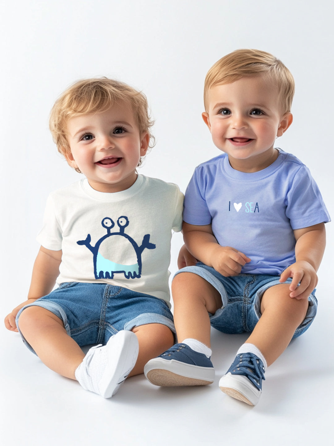 Nautinati Boys' Pack of 2 Cotton Beach Graphic Printed T-shirts
