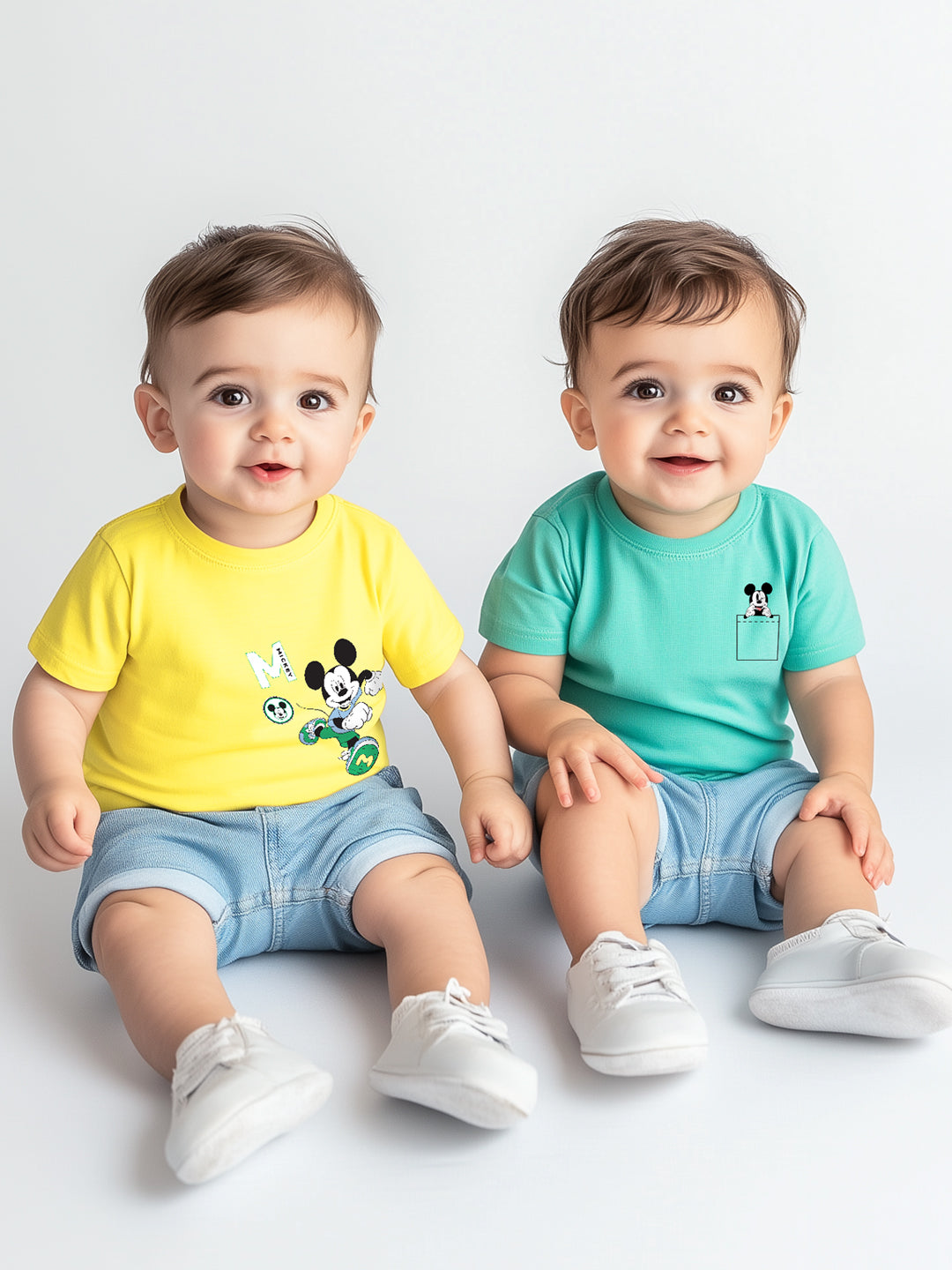 Nautinati Boys' Pack of 2 Cotton Mickey Mouse Printed T-shirts
