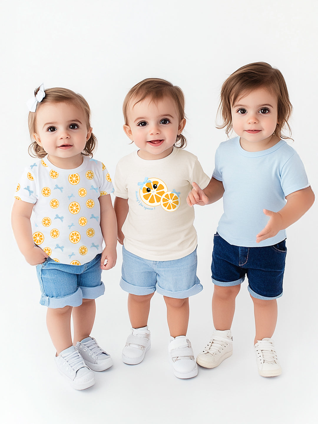 Nautinati Girls Solid and Fruit Print Cotton T-shirts | Pack of 3 T-shirts for 3 to 24 Months