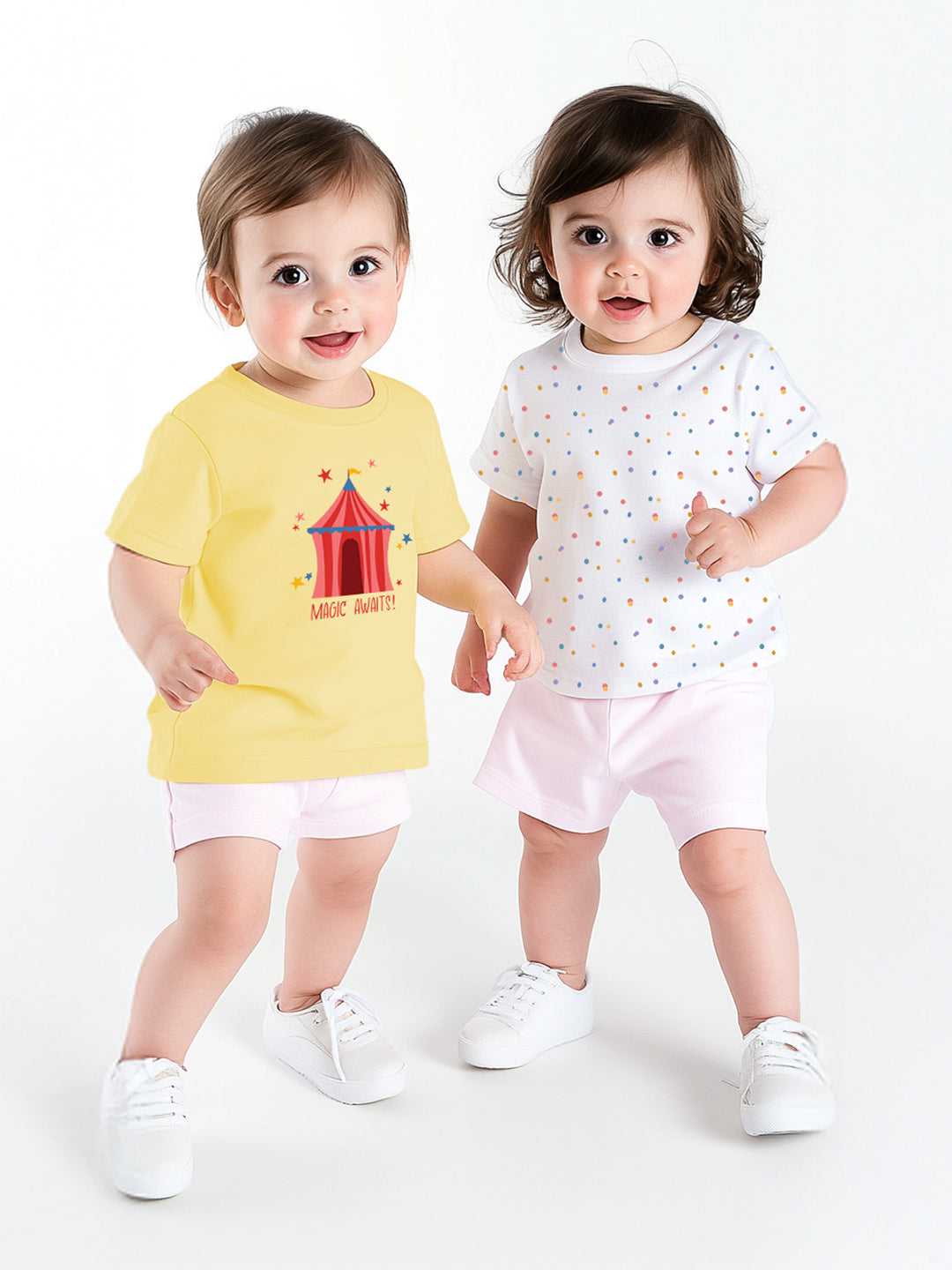 Nautinati Girls Graphic Print Cotton T-shirts | Pack of 2 T-shirts for 3 to 24 Months