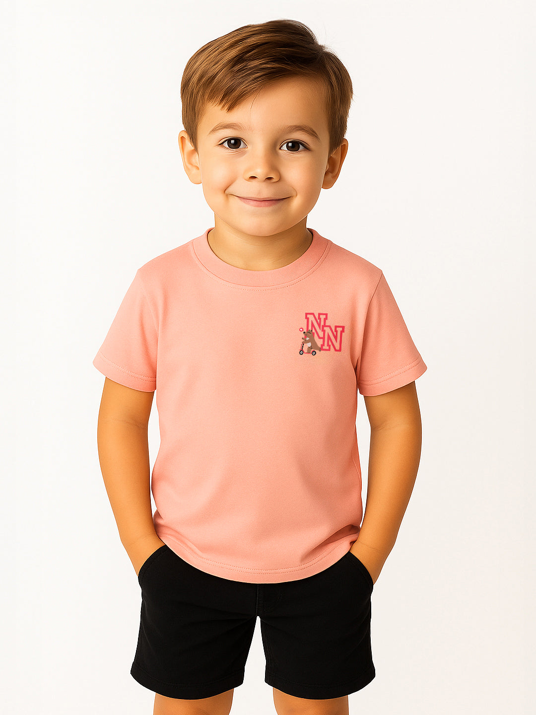 Nautinati Unisex Cotton T-shirt |Sticker Printed| Age 2 - 10 Years