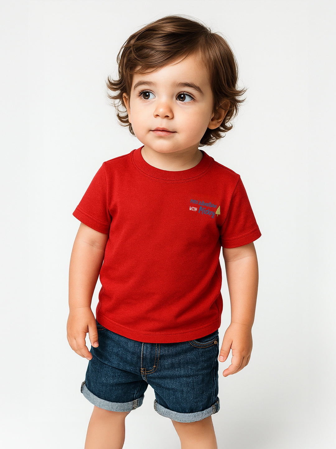 Nautinati Boys' Cotton T-shirt|Mickey Mouse Typography Print | Age 0 - 2 Years