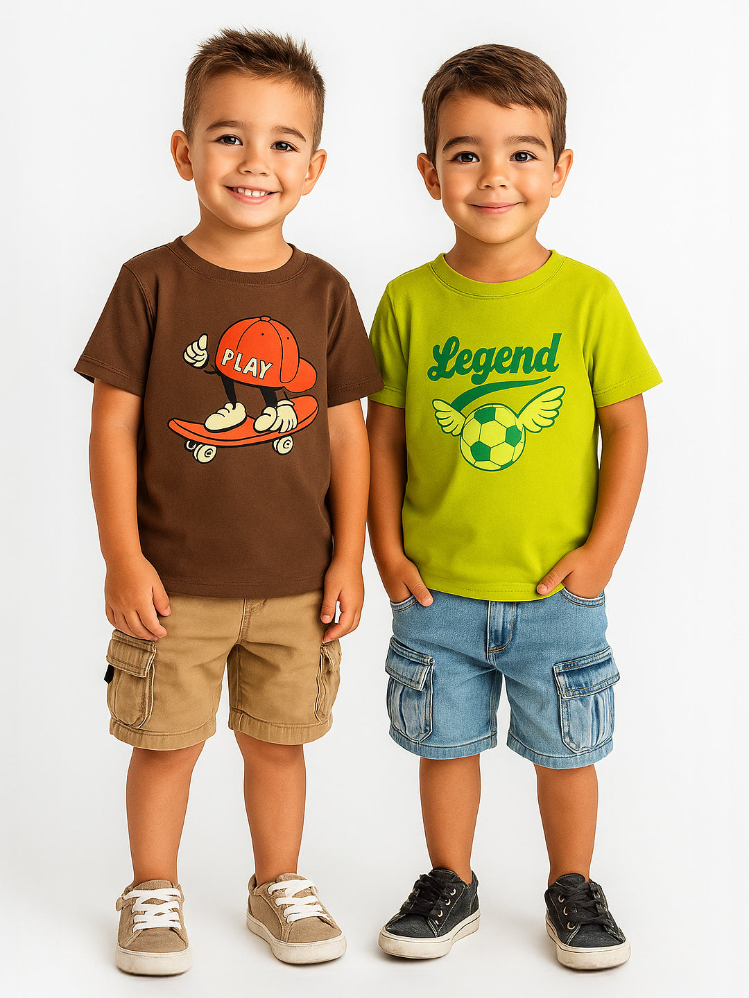Nautinati Boys' Cotton Printed T-shirt | Age 2 - 10 Years | Pack of 2