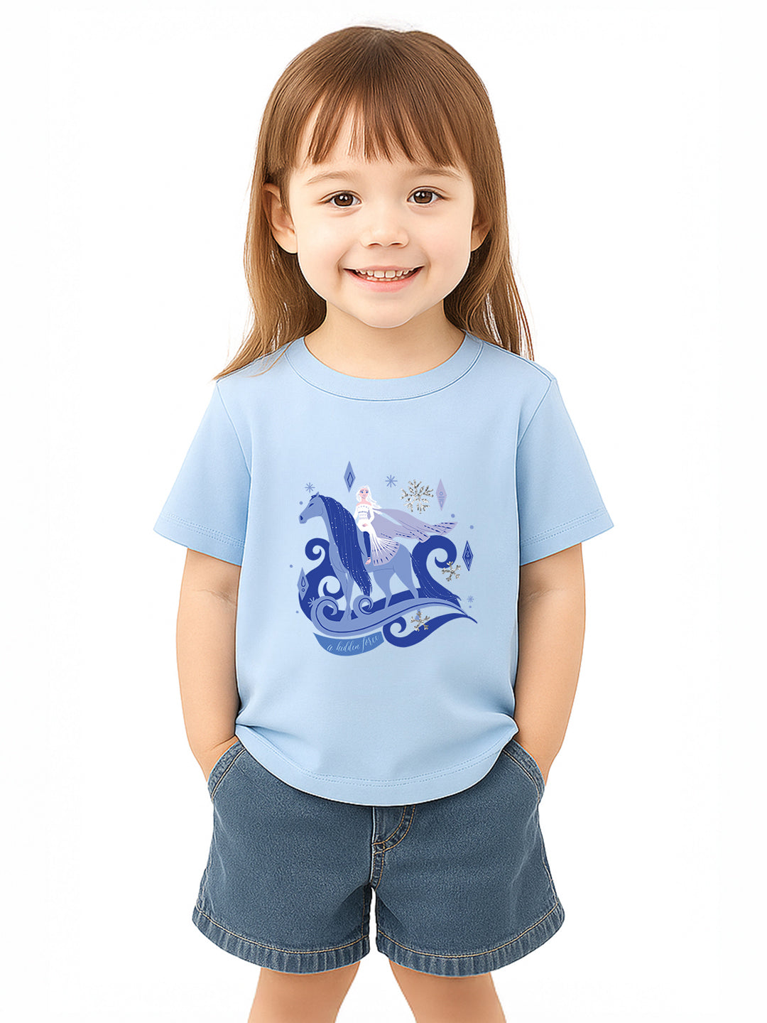 Nautinati Girls' Cotton Frozen Graphic Printed T-shirt