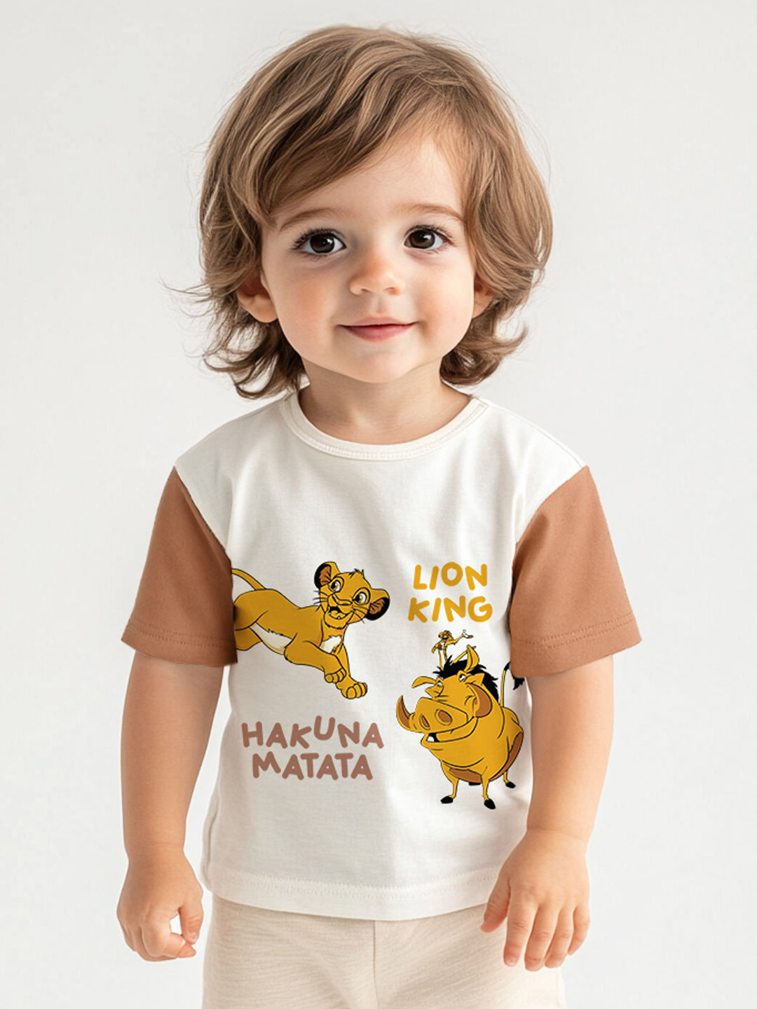 Nautinati Girls' Cotton T-shirt|Lion King Print| Age 0 - 2 Years