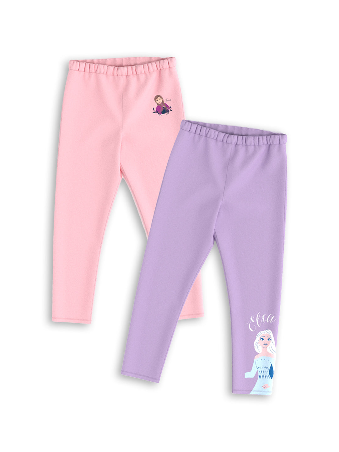 Nautinati Girls' Pack of 2 Cotton Frozen Movie Print Leggings
