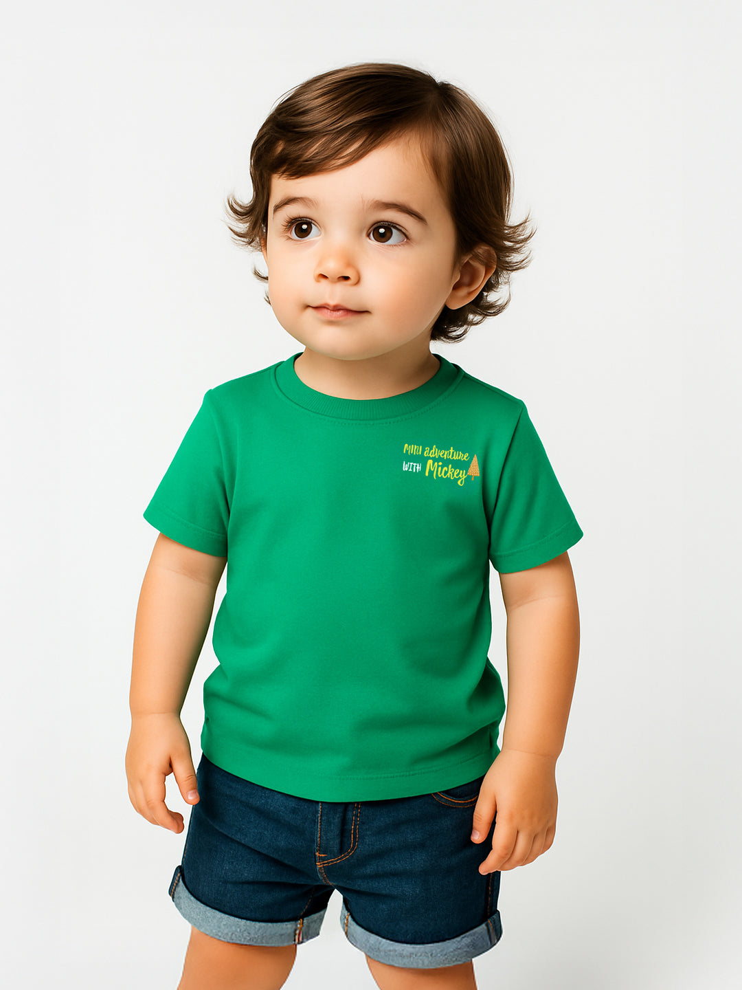 Nautinati Boys' Cotton T-shirt|Mickey Mouse Typography Print | Age 0 - 2 Years