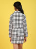 Girls Checked Polo Collar Pure Cotton Coat with Skirt