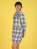 Girls Checked Polo Collar Pure Cotton Coat with Skirt