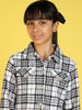 Girls Checked Polo Collar Pure Cotton Coat with Skirt