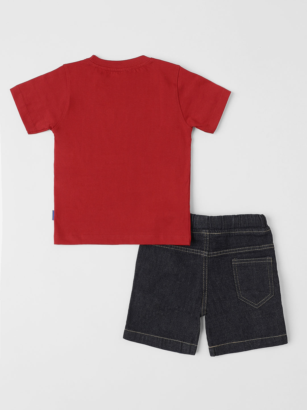 Nauti Nati Boys Red-Blue Graphic Printed T-Shirt with Shorts