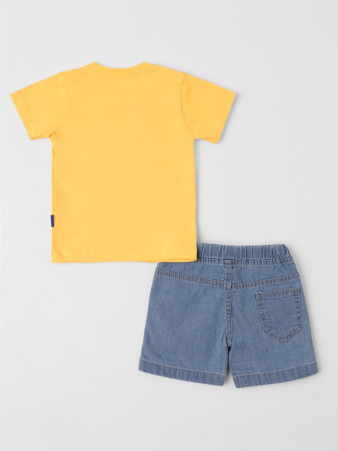 Nauti Nati Boys Yellow-Blue Graphic Printed T-Shirt with Shorts