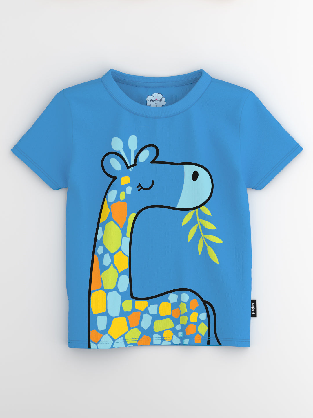 Boys Yellow-Blue Animal Print Round Neck Pure Cotton Tshirt (Pack of 2)