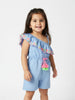 Nautinati Girls Blue Pink Embroidered Detail Playsuit