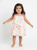 Nautinati Girls' Chiffon All-over Floral & Butterfly Print Ruffled A-line Dress with Tassels