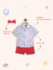 Nauti Nati Boys Blue  Red Printed Shirt with Shorts  Bow