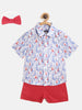 Nauti Nati Boys Blue  Red Printed Shirt with Shorts  Bow