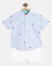 Nauti Nati Boys Blue  White Printed Shirt with Shorts