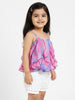 Nautinati Girls' All-over Abstract Printed Ruffled Top and Shorts Clothing Set