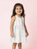 Nautinati Girls' Button-down Applique Striped Dress